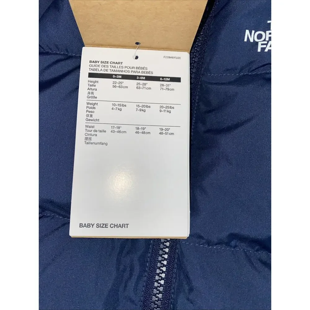 The North Face Baby North Down Fleece Summit Navy Puffer Jacket 3-6M NWT